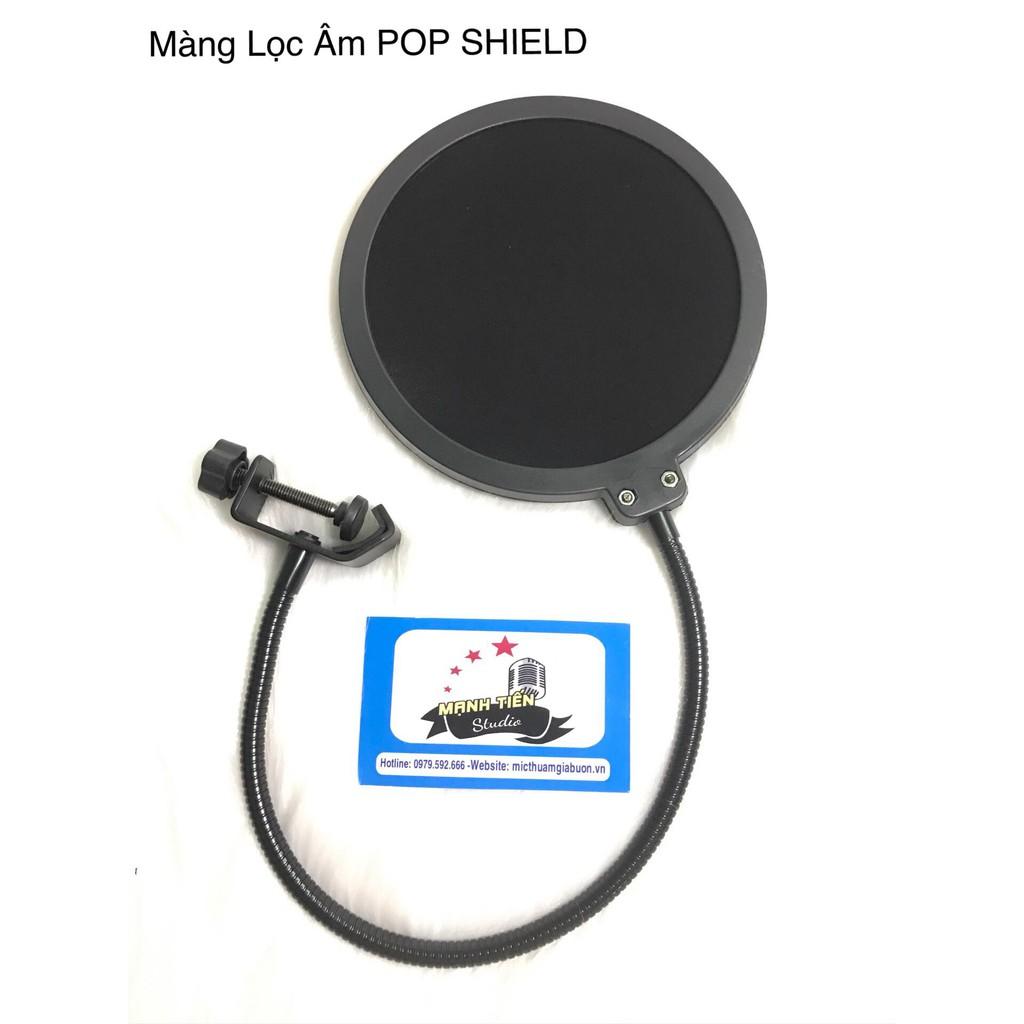 combo chân micro đứng phòng thu với màng lọc pop shield cho karaoke gia đình, phòng thu âm, bar