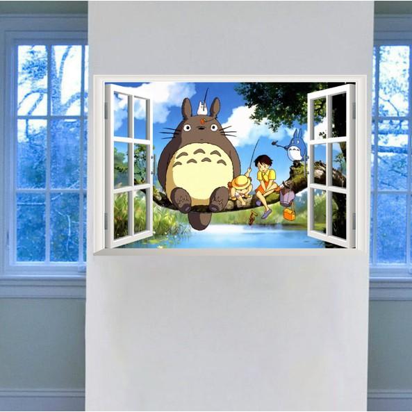 Decal trang trí khung cửa sổ Chuột TOTORO và những người bạn