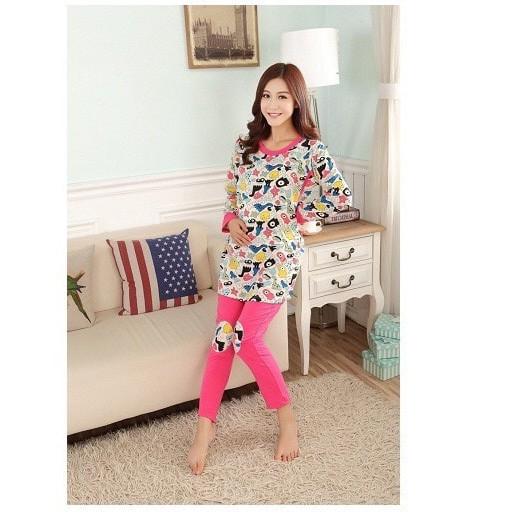 Bộ bầu  dài tay mặc nhà cho con bú