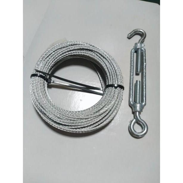 Dây cáp 2ly thép mạ 50m. Cáp lụa chịu lực 2mm dài 50 mét tặng 1 tăng đơ
