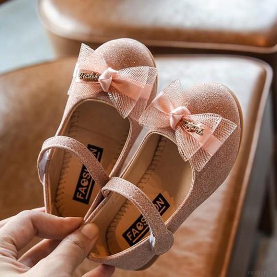 Giày búp bê phối nơ lưới đế mềm phong cách Hàn Quốc cho bé gái