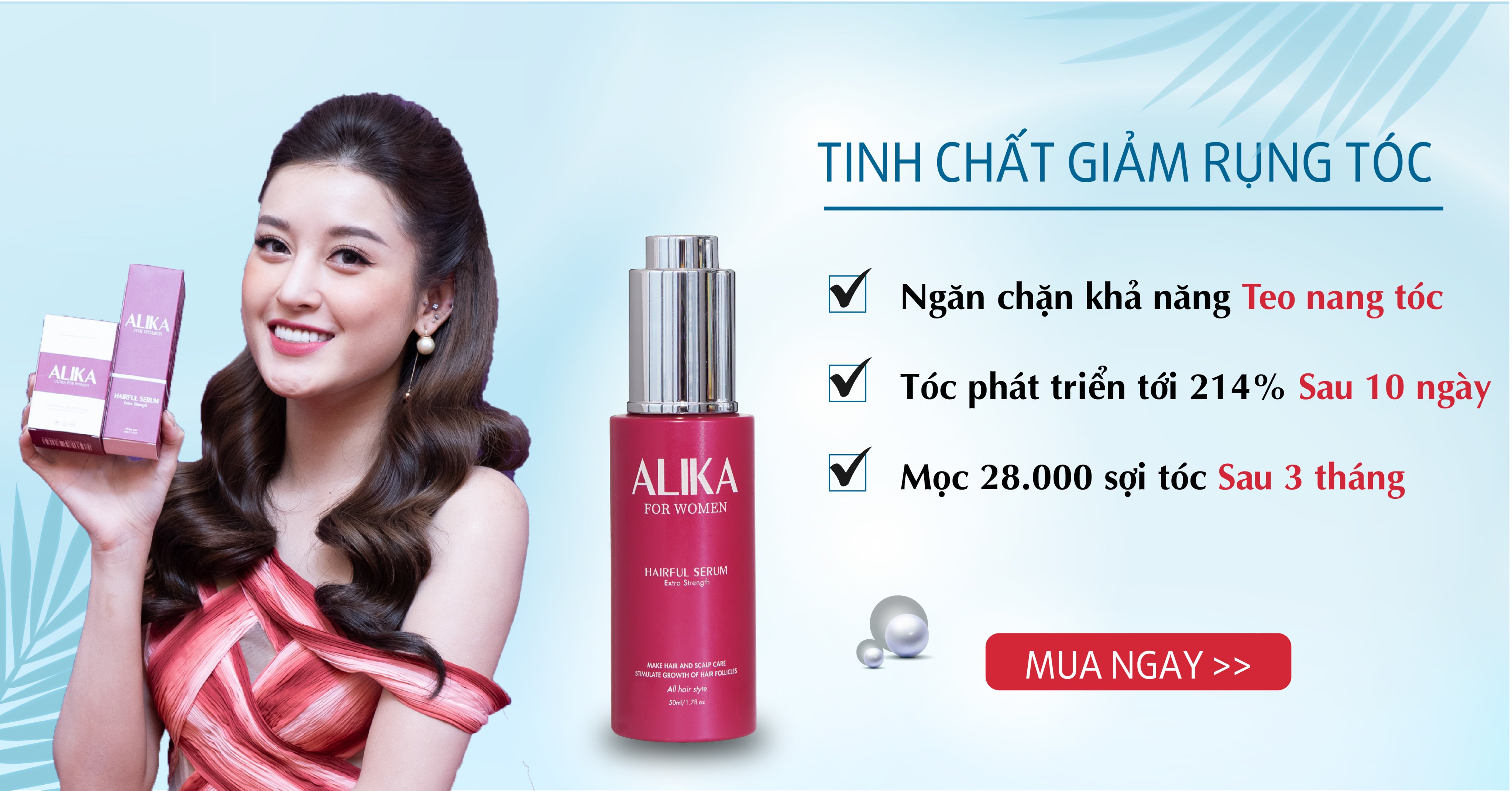 Tinh Chất Serum Mọc Tóc Alika cho Nữ, Mọc Tóc Nhanh, làm mượt tóc, 50ml