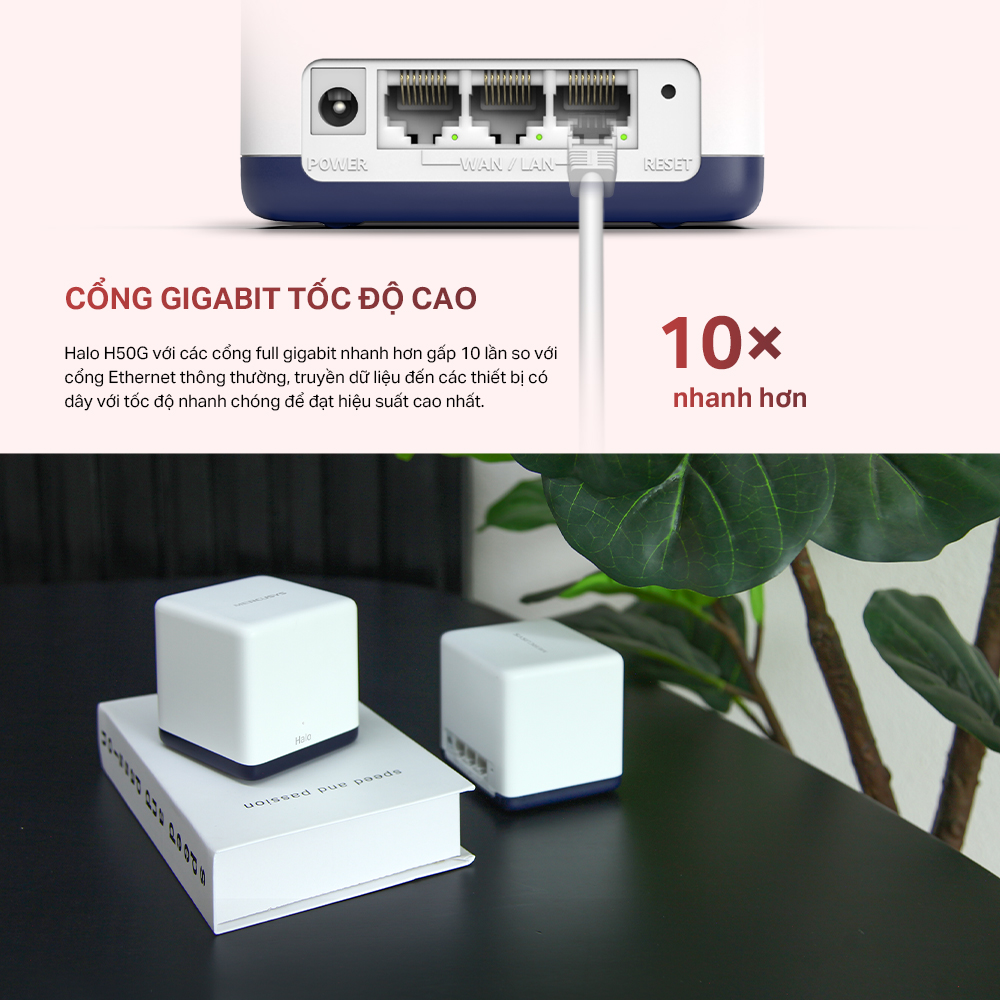 Hệ Thống Wifi Mesh Mercusys Halo H50G Dành Cho Gia Đình Chuẩn AC1900 - Hàng Chính Hãng