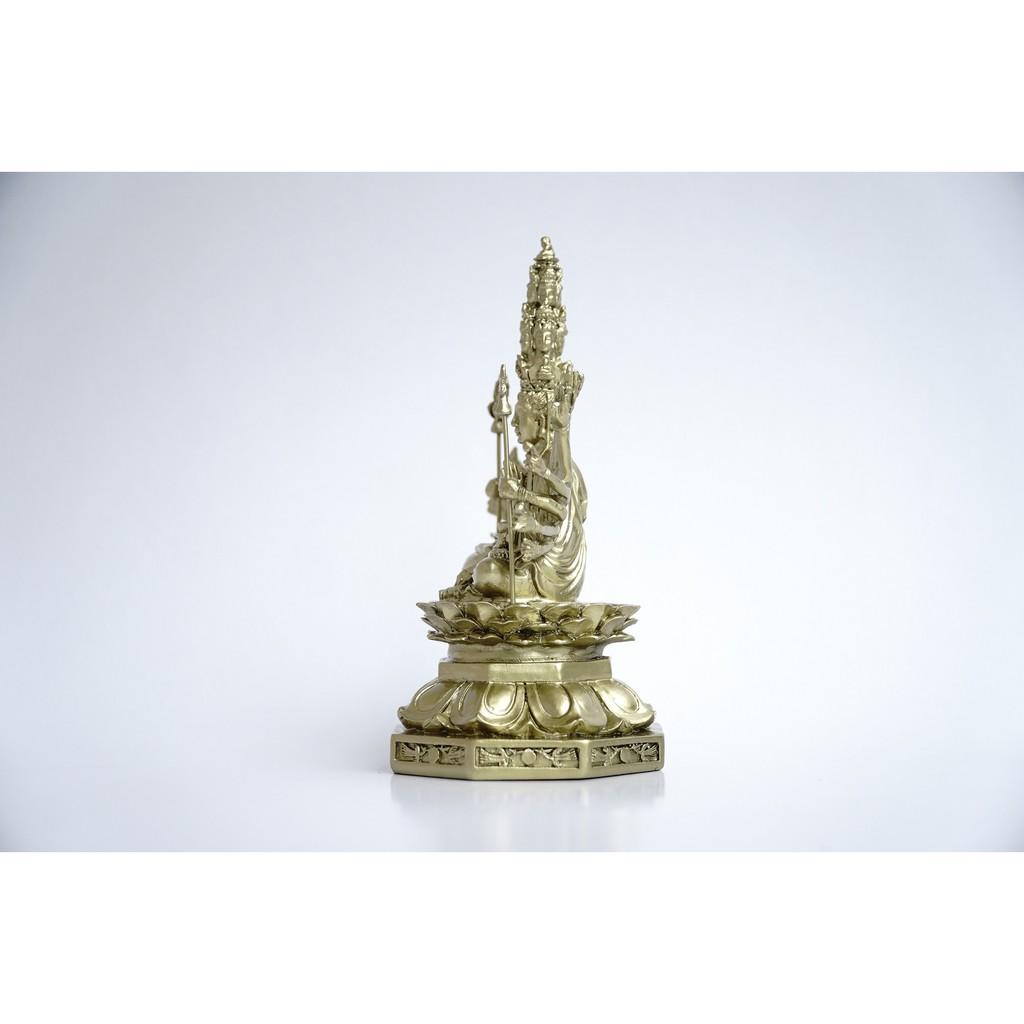 Tượng Phật Chuẩn Đề Thiên Thủ Thiên Nhãn xi mạ đồng - Cao 16cm