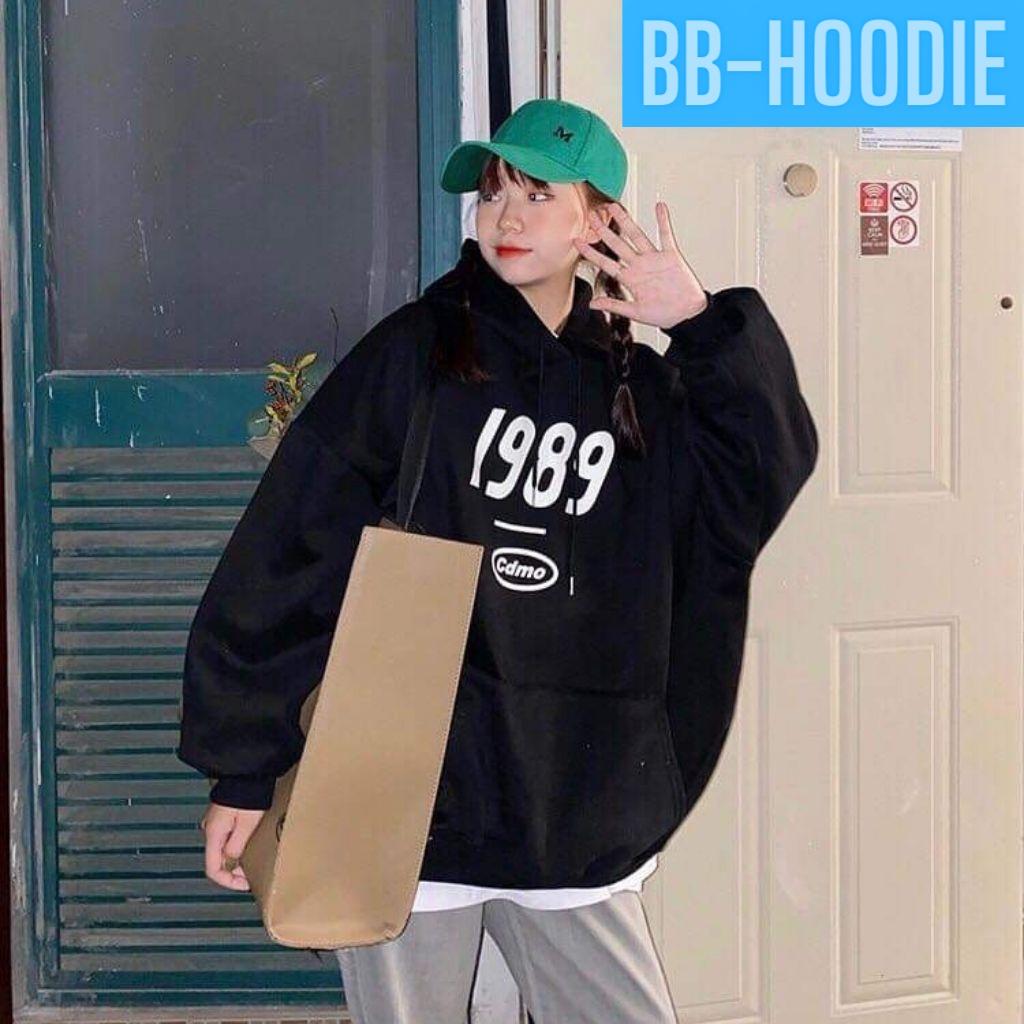ÁO KHOÁC HOODIE NỈ UNISEX 1989 MÀU ĐEN CHẤT VẢI DÀY,GIỮ ẤM TỐT