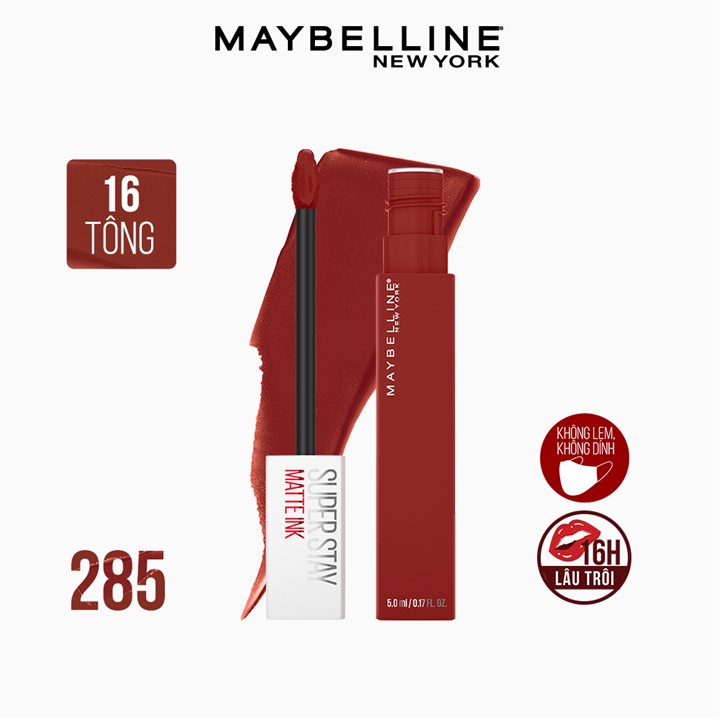 Son Kem Lì 16h Lâu Trôi Maybelline New York Super Stay Matte Ink Lipstick 5ml 285 Gritty Đỏ Hồng Đất