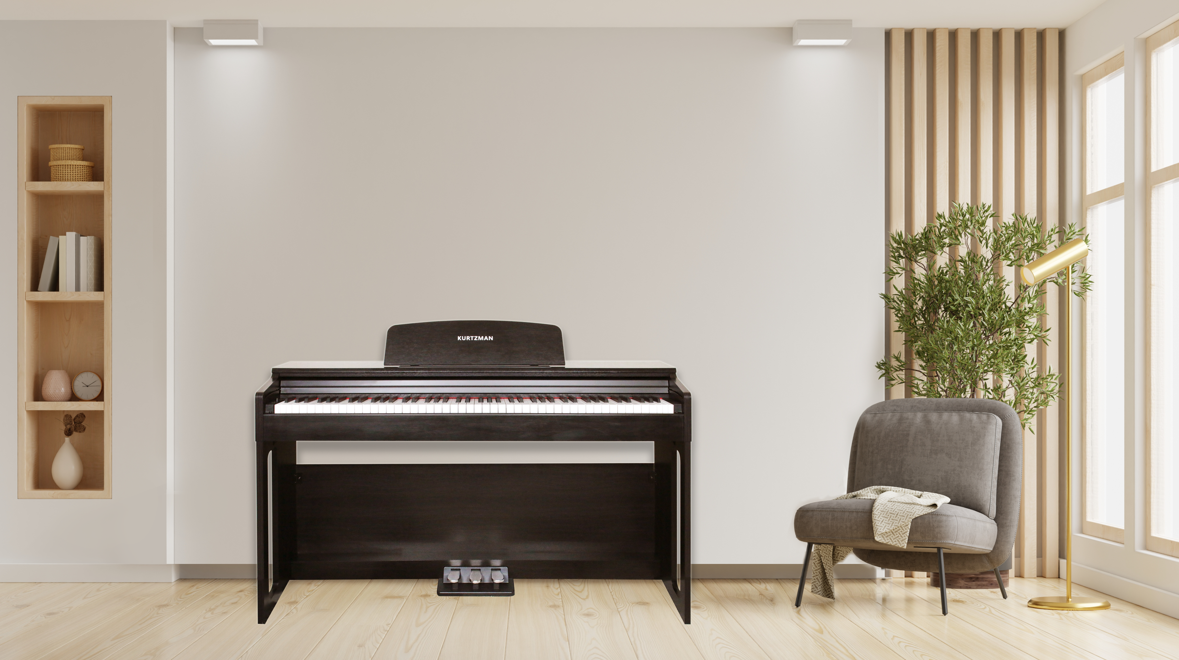 Đàn Piano điện, Digital Piano - Kzm Kurtzman KS1 - Rosewood, bluetooth MIDI, 88 phím GAS-II (graded action standard) - Hàng chính hãng