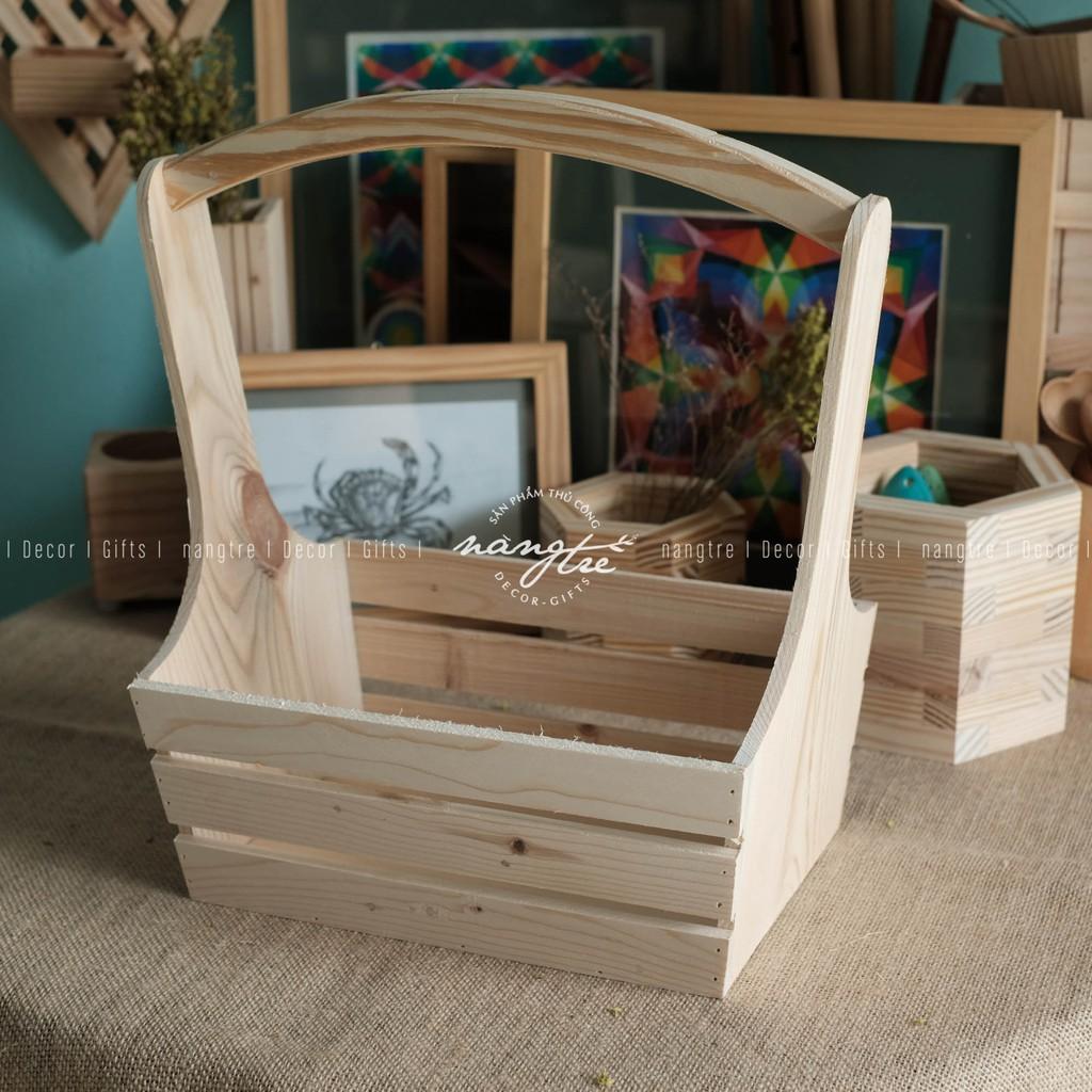 Giỏ gỗ - giỏ quà bằng gỗ,đựng trái cây - Wooden gift basket