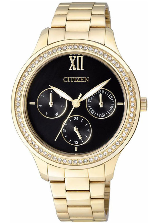 Đồng Hồ Nữ Citizen Đính Đá Swarovski Dây Thép Không Gỉ ED8152-58E - Mặt Đen