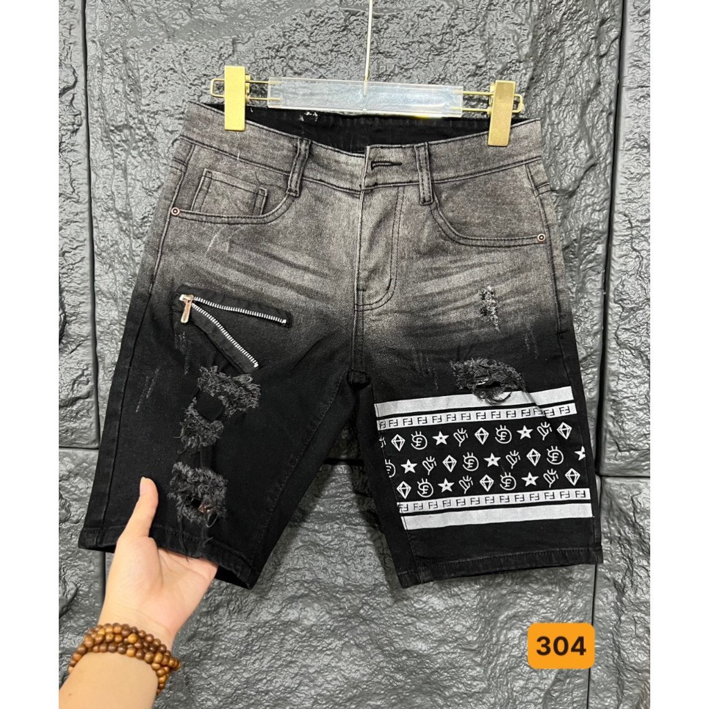 Quần short jean nam, quần short jean nam mẫu mới phong cách hàng quốc, họa tiết cao cấp OBOK FASHION MS304