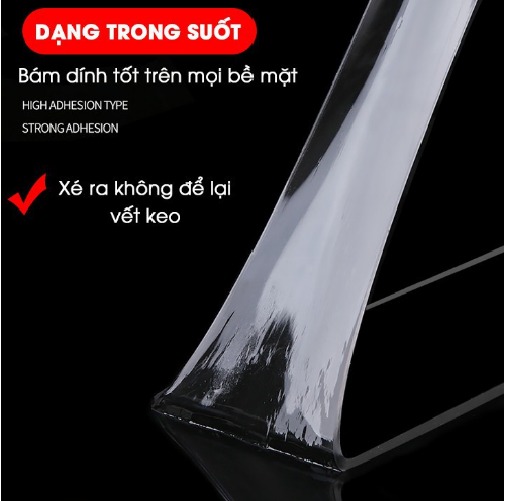Băng Dính 2 Mặt Đa Năng Trong Suốt Dài 5m Dán Tường Dính Mọi Bề Mặt Tiện Lợi GD602-KNano-5m