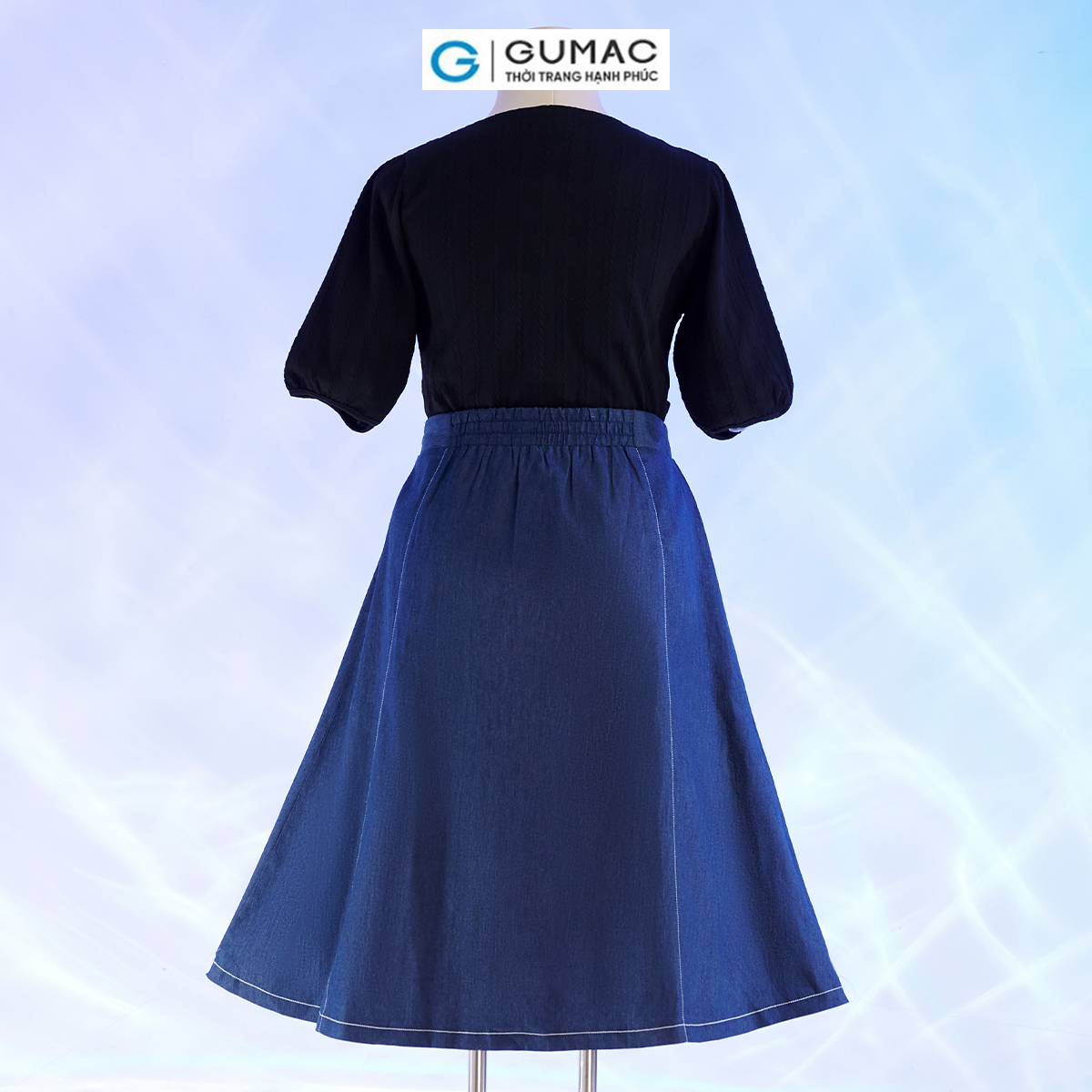 Chân váy A bigsize viền chỉ thời trang GUMAC VD10062