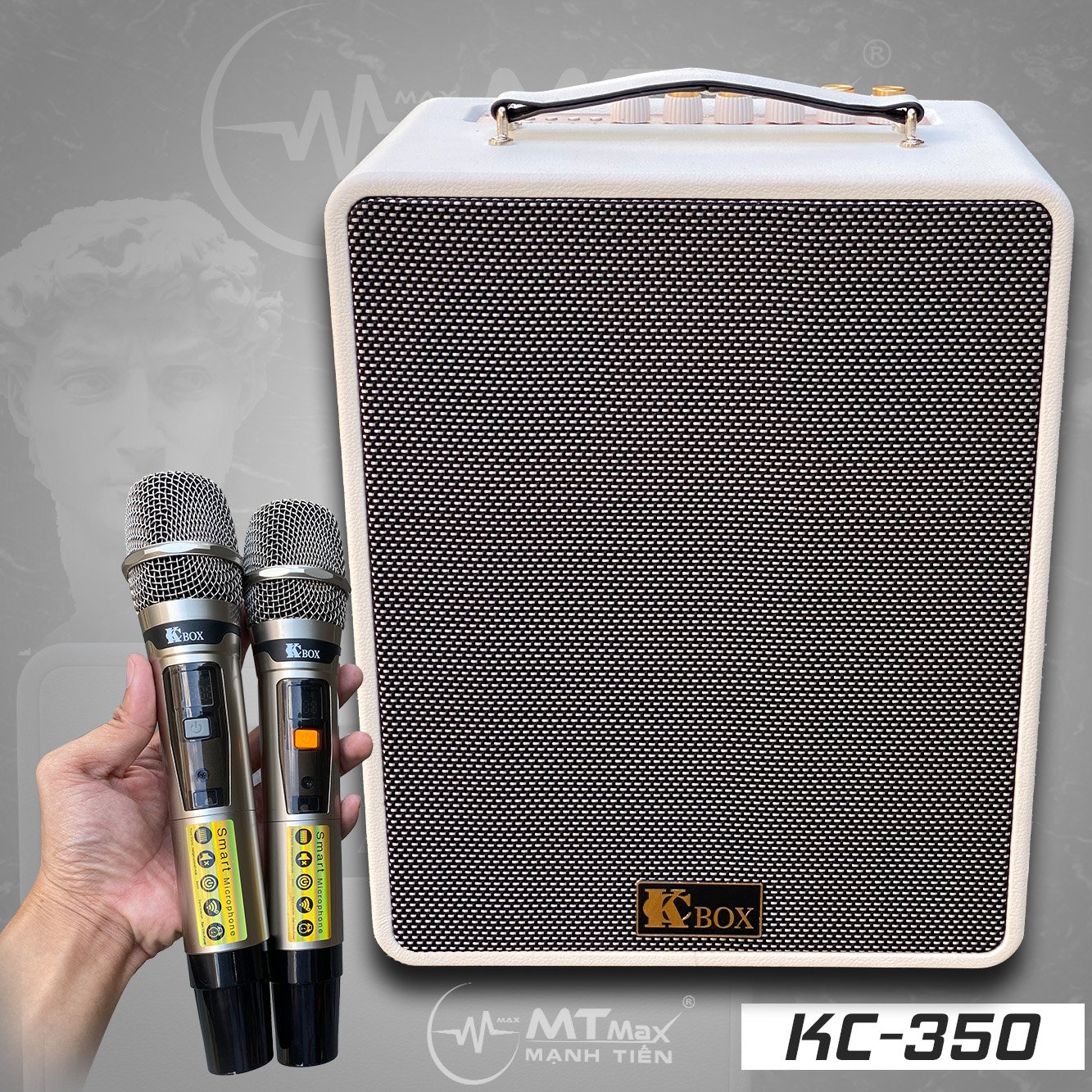 Dàn âm thanh di động KCBox KC-350 - Loa kéo, loa xách tay di động 3 đường tiếng - Hệ thống bass và 1 treble, 1 mid - Kết nối bluetooth 5.0, AUX, USB - Kèm 2 micro không dây UHF - Thiết kế cực sang trọng - Hàng nhập khẩu