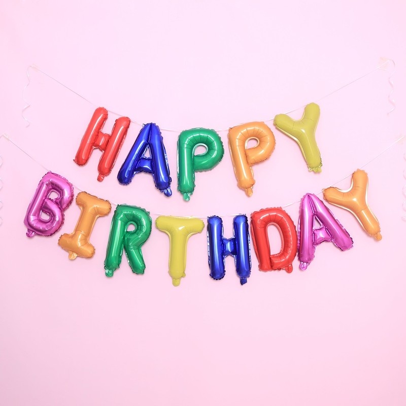 Bong bóng chữ Happy Birthday nhiều màu