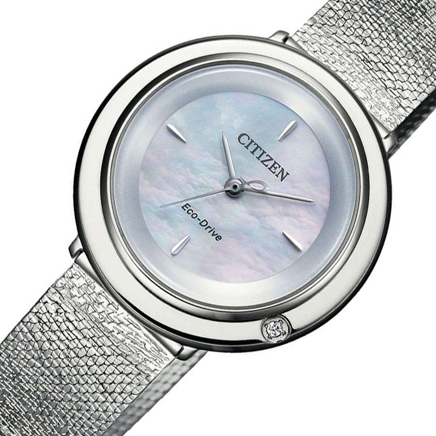 Đồng Hồ Nữ Citizen Đính Kim Cương Dây Thép Không Gỉ EM0640-82D - Mặt Xà Cừ (Sapphire)