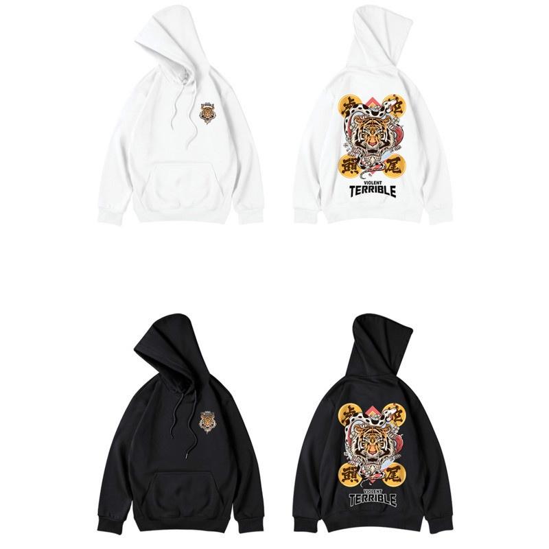 Áo Hoodie nam from rộng chất nỉ ngoại nhập in hình hổ cá tính