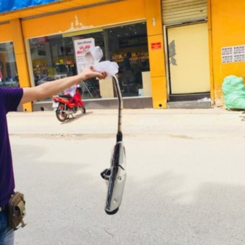 Pô xe máy đùi gà đen gắn wave