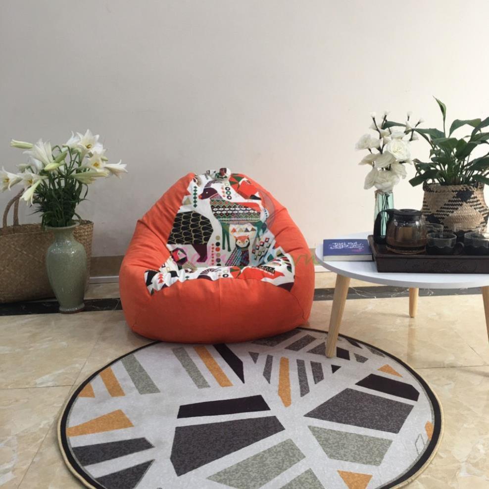 Ghế xốp size S, thú cam, canvas mix, có xốp