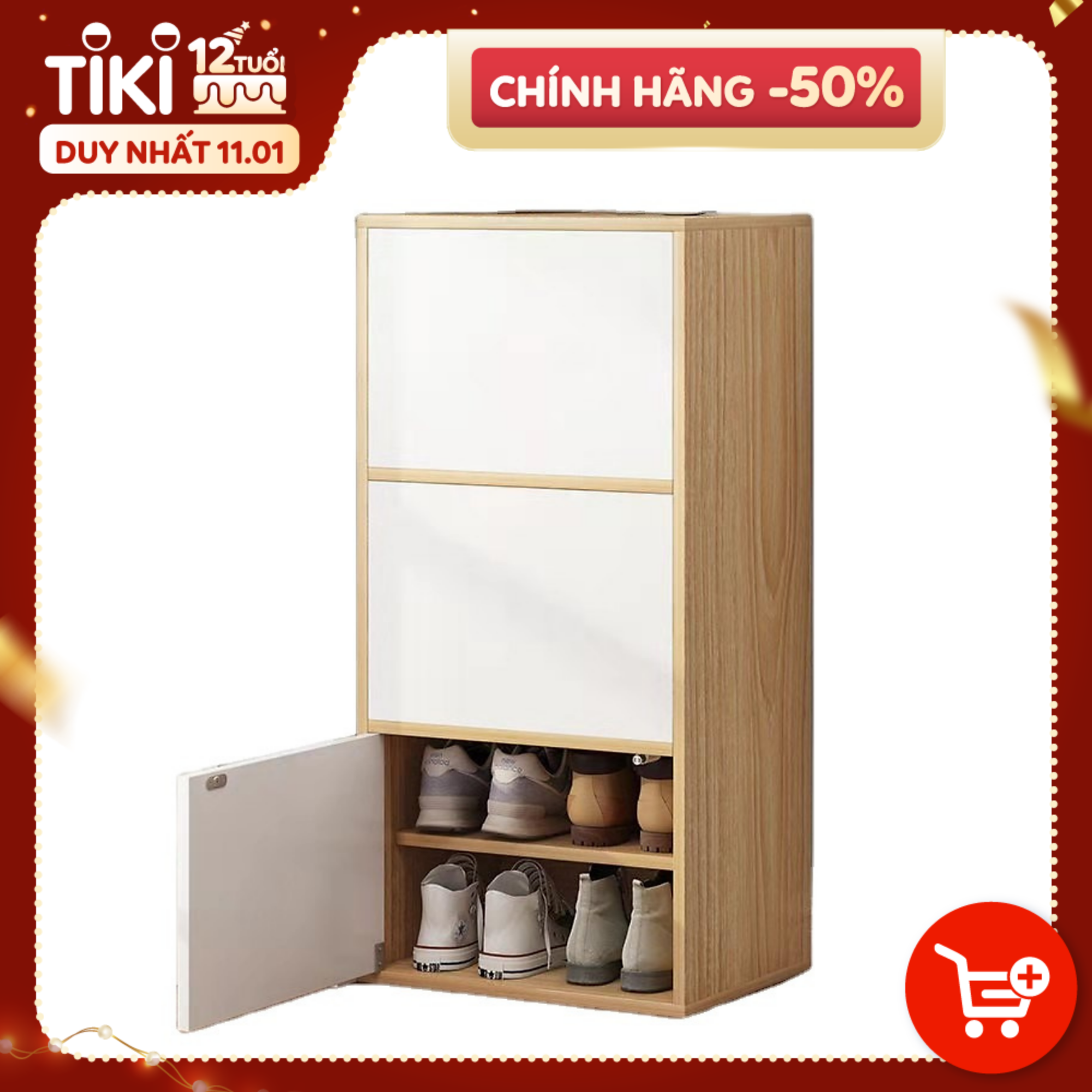 Tủ Giày Gỗ Thông Minh GAPI 3 Tầng Ngăn Kéo Chất Liệu Gỗ MDF Phủ Melamin Chống Nước Chống Xước - GP146