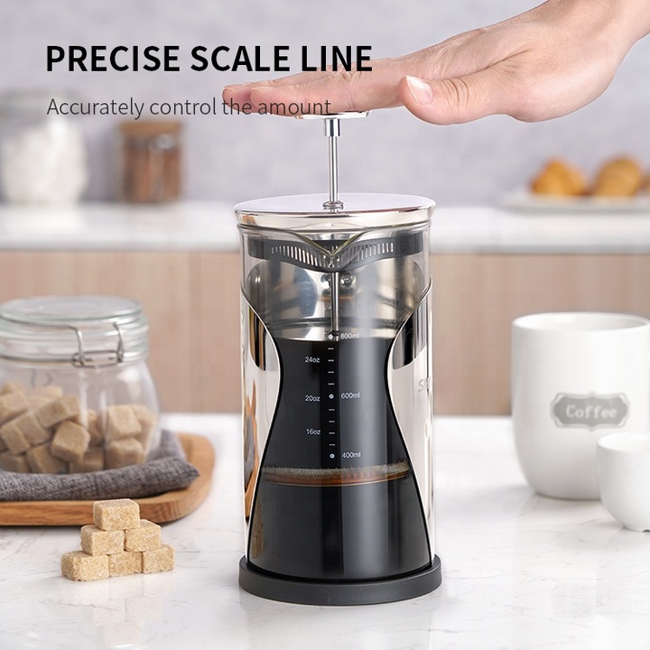 Bình pha cà phê kiểu Pháp French Press Shardor FP515S dung tích 1000ml - Hàng nhập khẩu