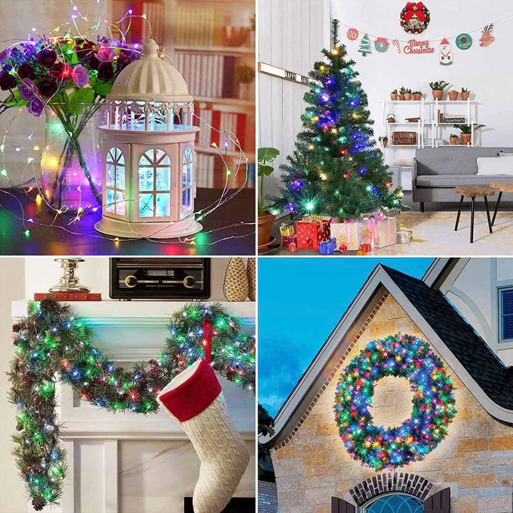 DÂY ĐÈN LED TRANG TRÍ 20M NHIỀU MÀU – SẠC NĂNG LƯỢNG MẶT TRỜI, BỀN ĐẸP CHO MỌI KHÔNG GIAN