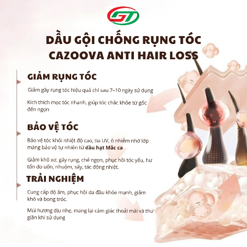 Dầu gội hỗ trợ giảm gãy rụng, nuôi dưỡng tóc chắc khỏe cho tóc thưa yếu, mẹ bầu sau sinh Cazoova 320ml