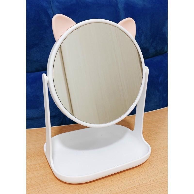 Gương trang điểm Gương công chúa tai mèo , tai thỏ ,tai chó để bàn xoay 360 độ có đế vuông