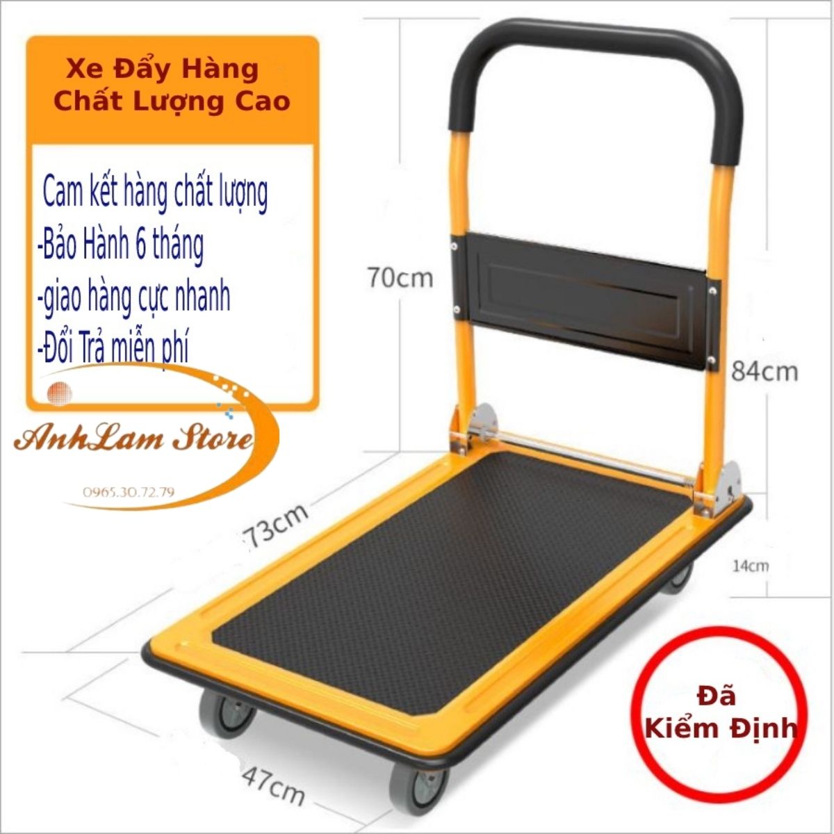 Xe Đẩy Hàng, Xe Kéo Hàng gấp gọn ANHLAM trọng lượng lớn 150kg - 300kg