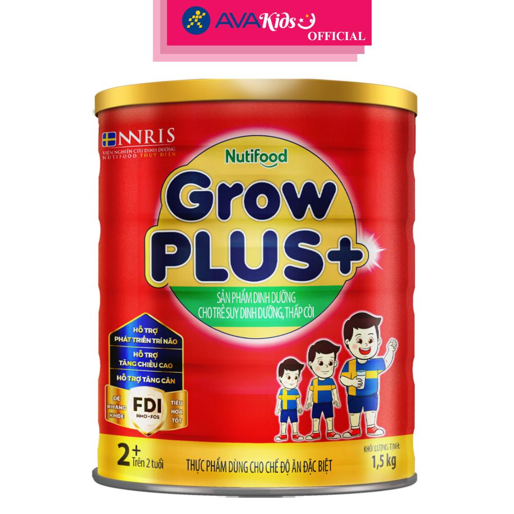 Sữa bột Nutifood GrowPLUS+ đỏ 2+ hương vani 1.5 kg (từ 2 tuổi) cho trẻ suy dinh dưỡng, thấp còi - Hàng Chính Hãng