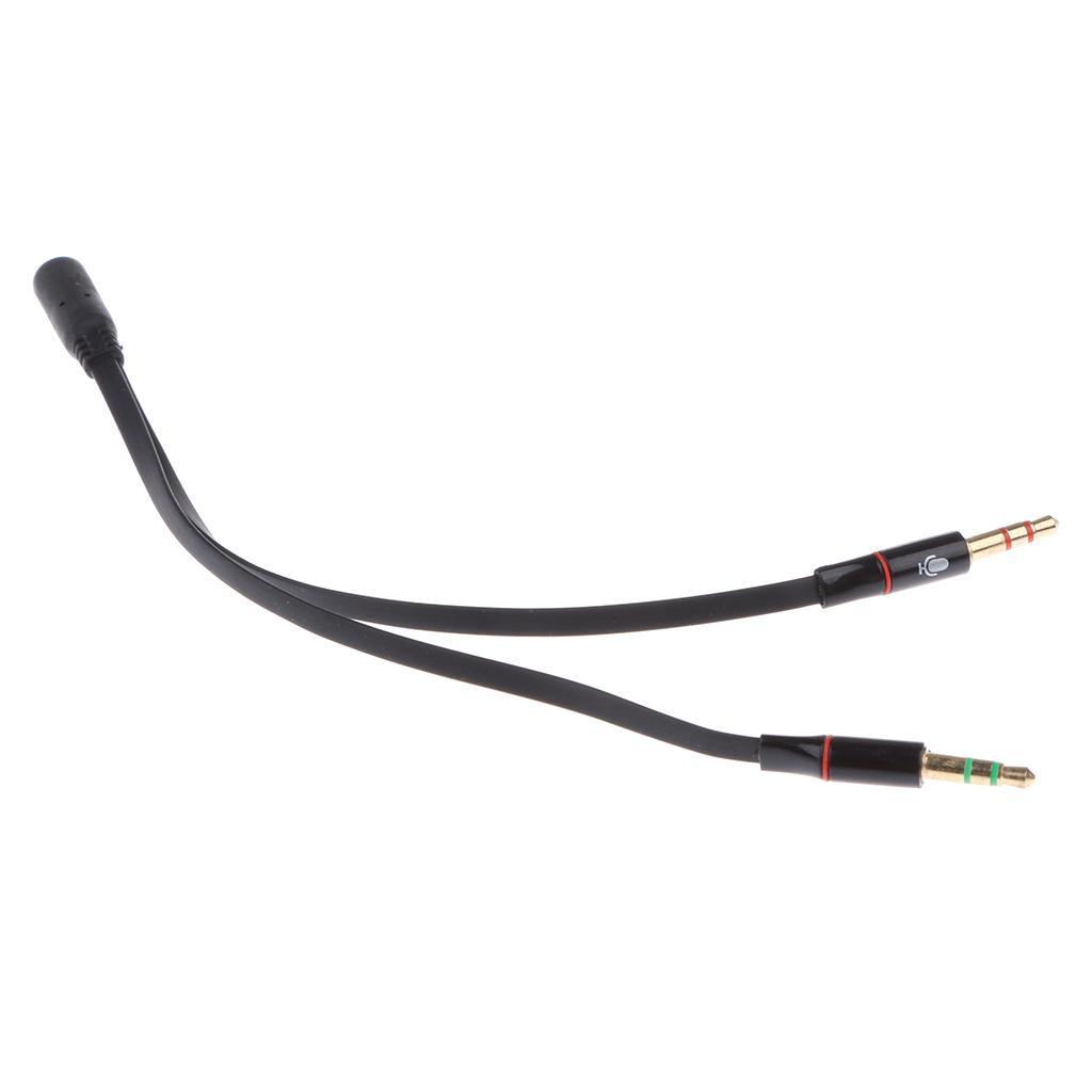 PC Headset to Phone Adapter 3.5mm Female to 2  Splitter Cable Black