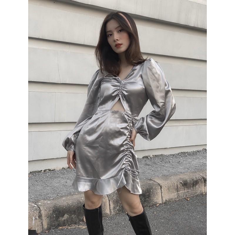 Váy lụa rút dây Blancy