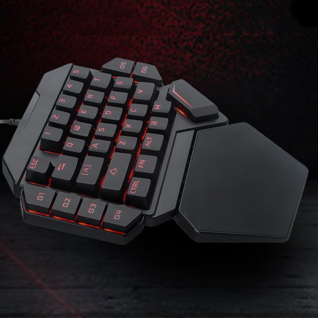 LED Backlit Keyboard Left One Hand Game Keyboard Keypad 35 Keys for PC