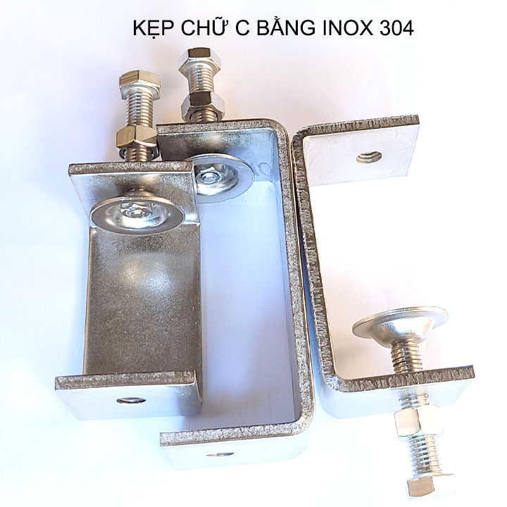 01 Kẹp chữ C bằng inox 304 không gỉ, dày dặn chắc chắn dùng cho nghề mộc