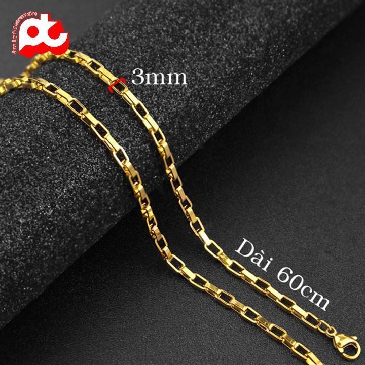 Dây chuyền titan nam cao cấp titan thép không gỉ kiểu hình vuông trangsucpt kích cỡ 3mm PTDCNA169
