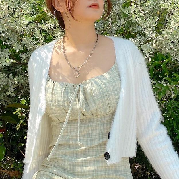 Vòng cổ Hàn quốc - Vòng cổ xích nhỏ trái tim rỗng phong cách vintage Âu Mỹ