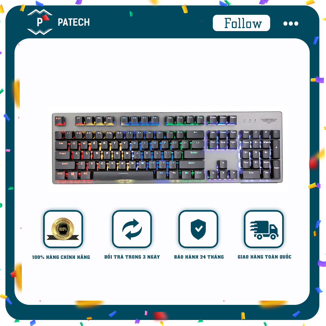 Bàn phím cơ có dây Gaming NEWMEN GE369 Hotswap, Khung kim loại, Keycap double-shots ABS siêu bền, LED nền 20 chế độ hiệu ứng - Hàng chính hãng, bảo hành toàn quốc 24 tháng