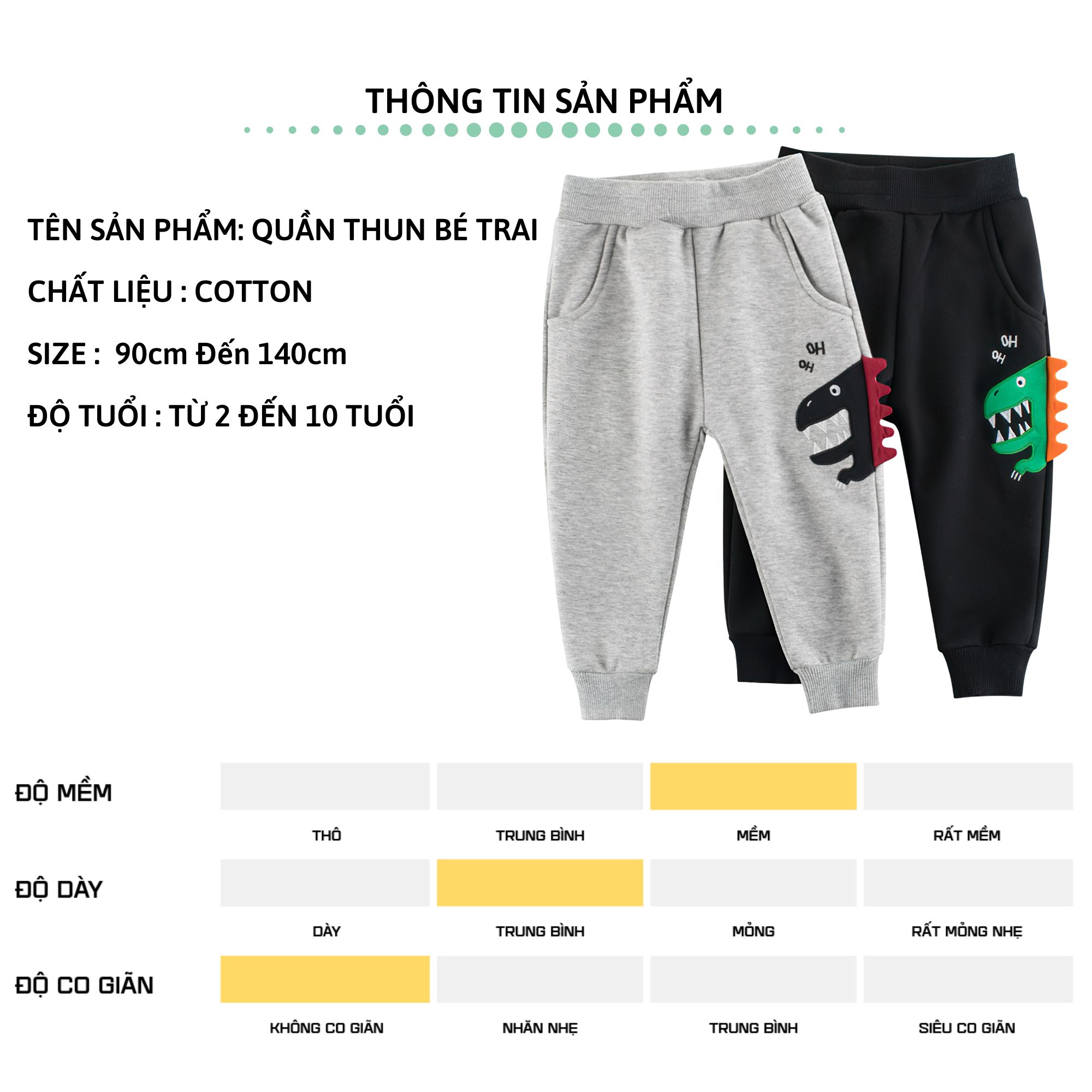 Quần nỉ thun dài bé trai 27Kids Quần thu đông nam cho trẻ từ 2-10 tuổi BLPE1
