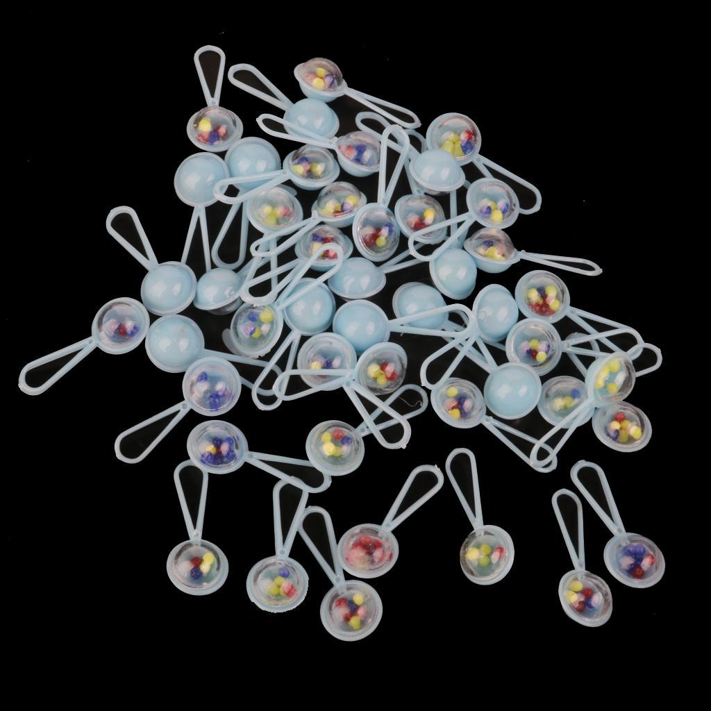 4xMini Rattles Baby Shower Favors Party Decor Gift Favor 50pcs Blue