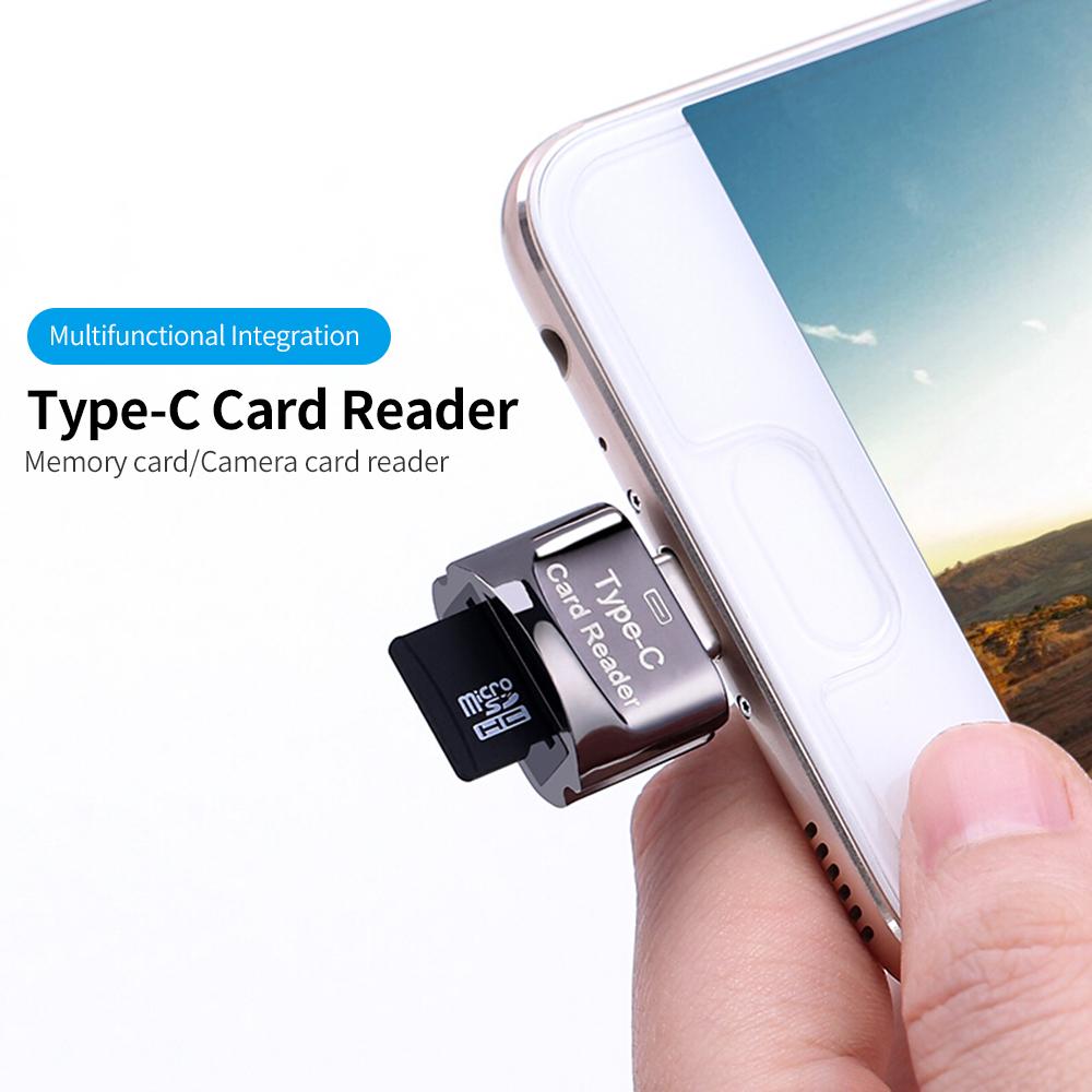 Mini Type-C Card Reader Support USB 3.1 Type-C Port Memory Card Reader for Type-C Port Phone Tablet Laptop Grey