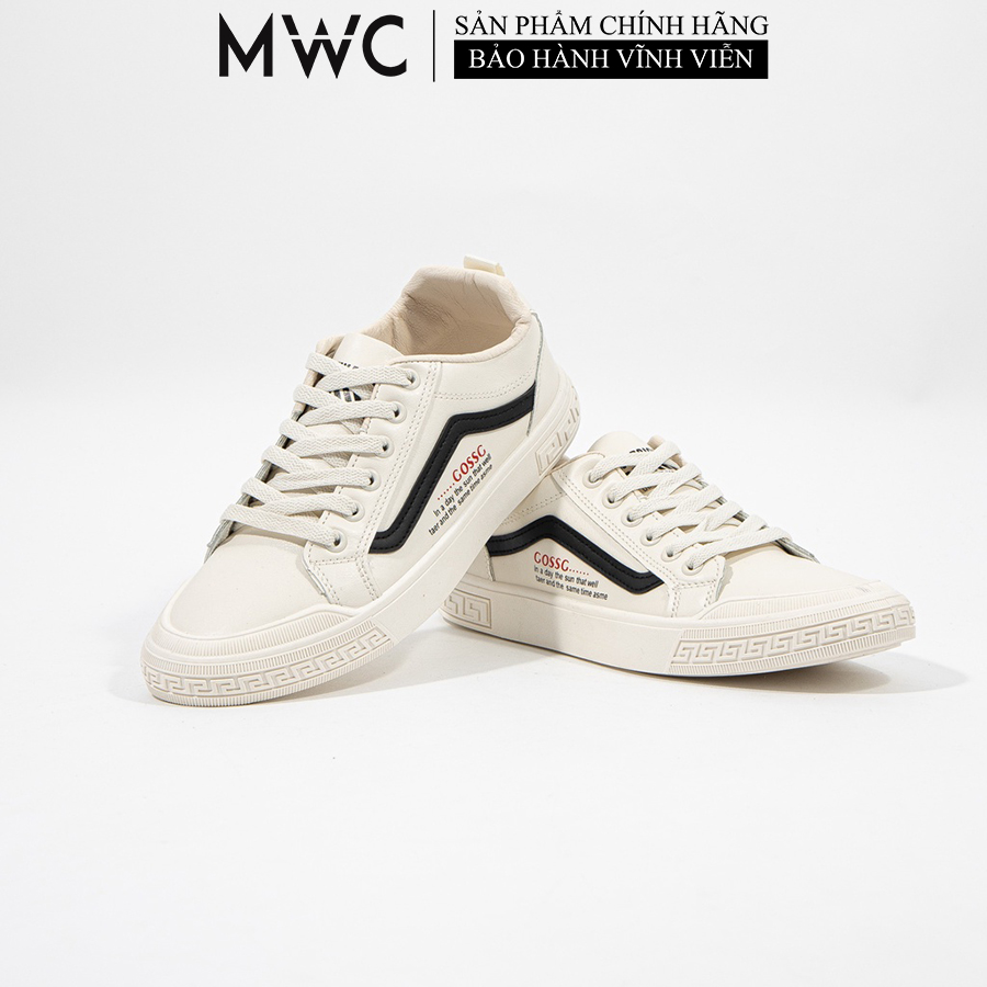 Giày Thể Thao Nam Thời Trang MWC Sneaker Da Đế Thấp Phong Cách Trẻ Trung Năng Động Màu Đen Trắng Kem NATT - 5351