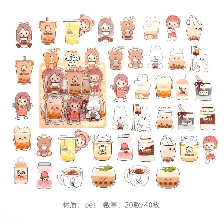 Bộ 40 sticker Telado dễ Thương E101