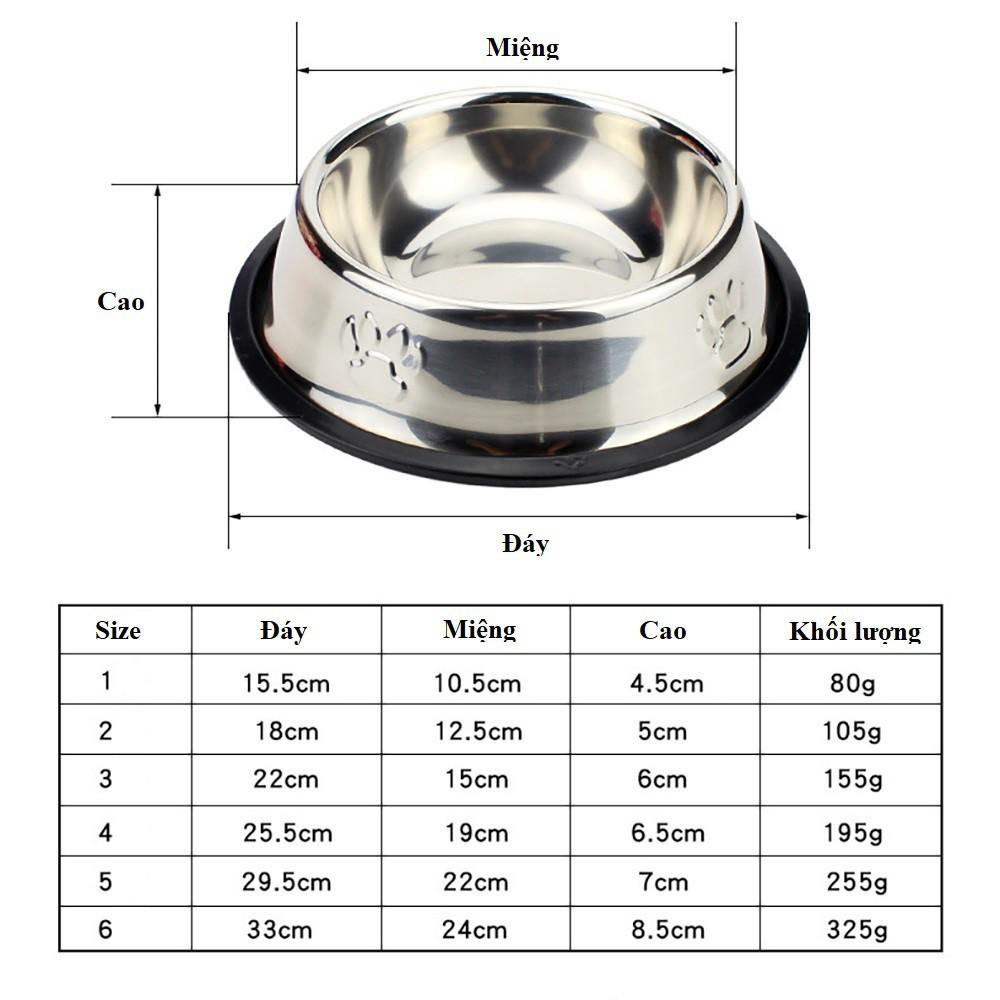 Chén bát đựng thức ăn cho chó mèo chất liệu inox chống lật