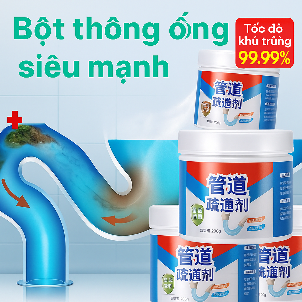 Combo 3 Hũ Bột Thông Cống, Bồn Cầu Siêu Mạnh – Giúp Đường Ống Thoát Nước Luôn Thông Thoáng, ĐÈN TRANG TRÍ , ĐỒNG HỒ TREO TƯỜNG