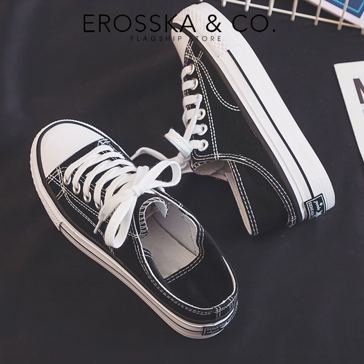 Erosska - Giày sneaker đế dày đi học phong cách basic thoải mái - GS013