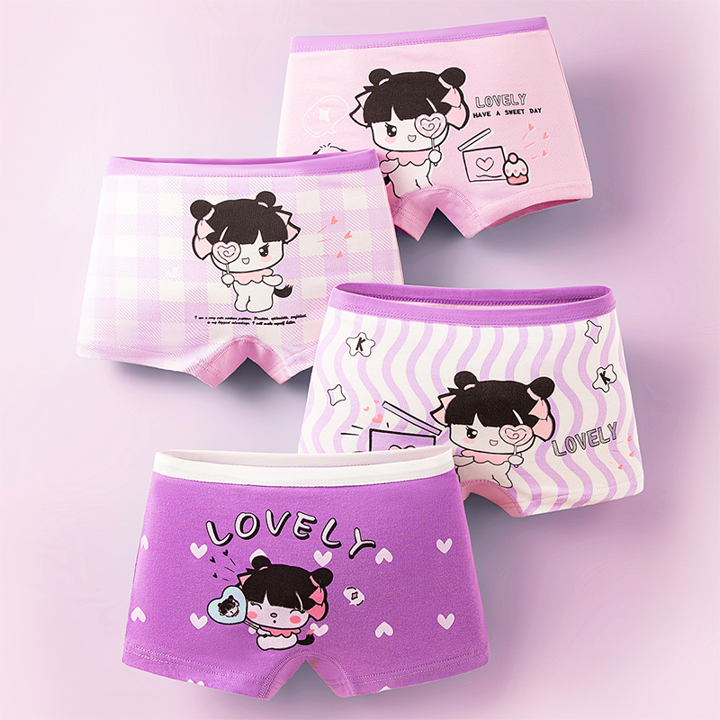 Quần chip bé gái nhiều họa tiết xinh xắn Baby-S, Set 4 quần chip đùi bé gái chất cotton mềm mịn cao cấp – SC027