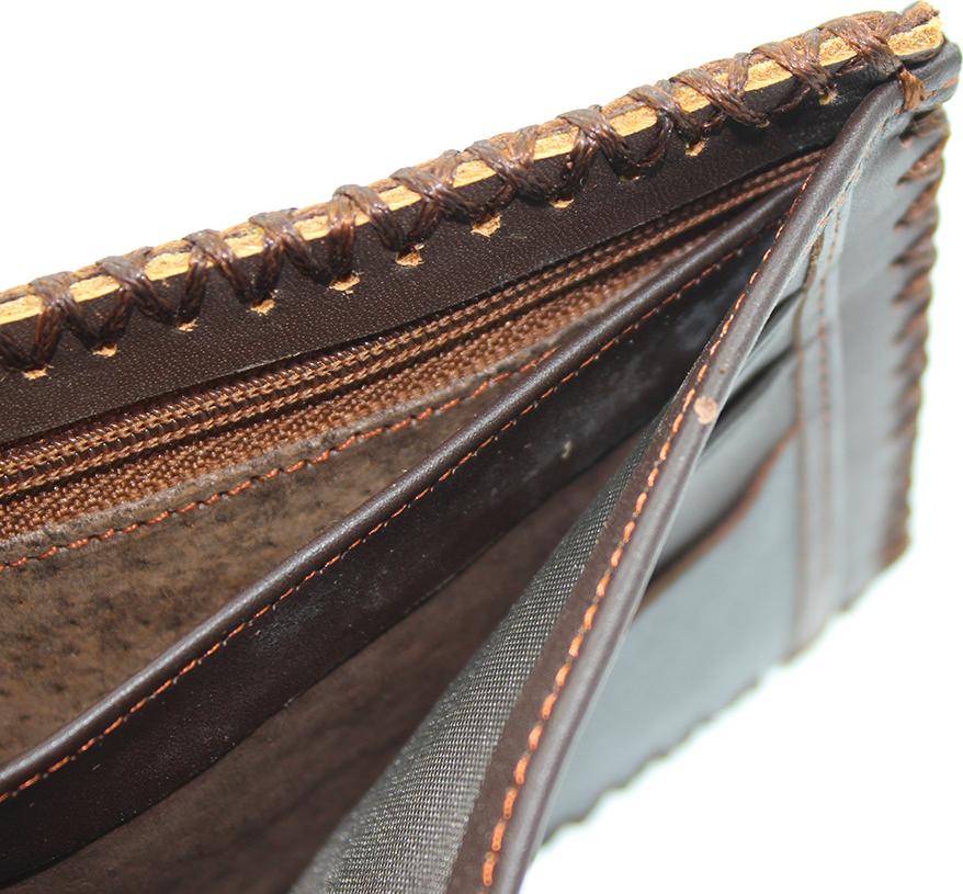 Ví da bò nam đan viền FUD013