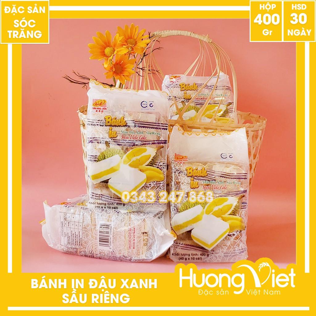 Đặc Sản Sóc Trăng - Bánh In Đậu Xanh Sầu Riêng Tân Huê Viên Túi 10 Bánh 400G, Đặc Sản Bánh In Sóc Trăng Nhân Đậu Xanh, Sầu Riêng