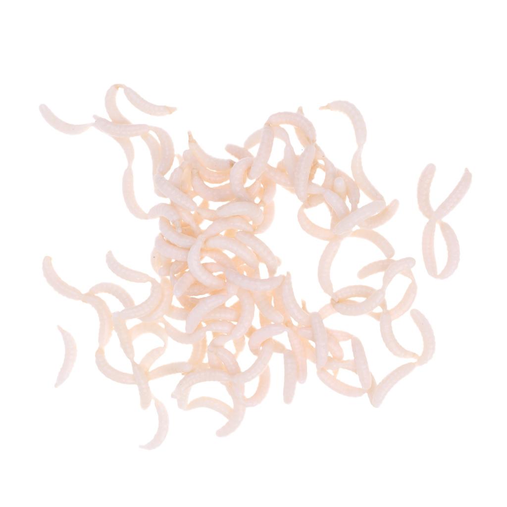 120Pcs/Box White Fishing Maggots Soft Worms Lure Strong Fishy Fishing Bait