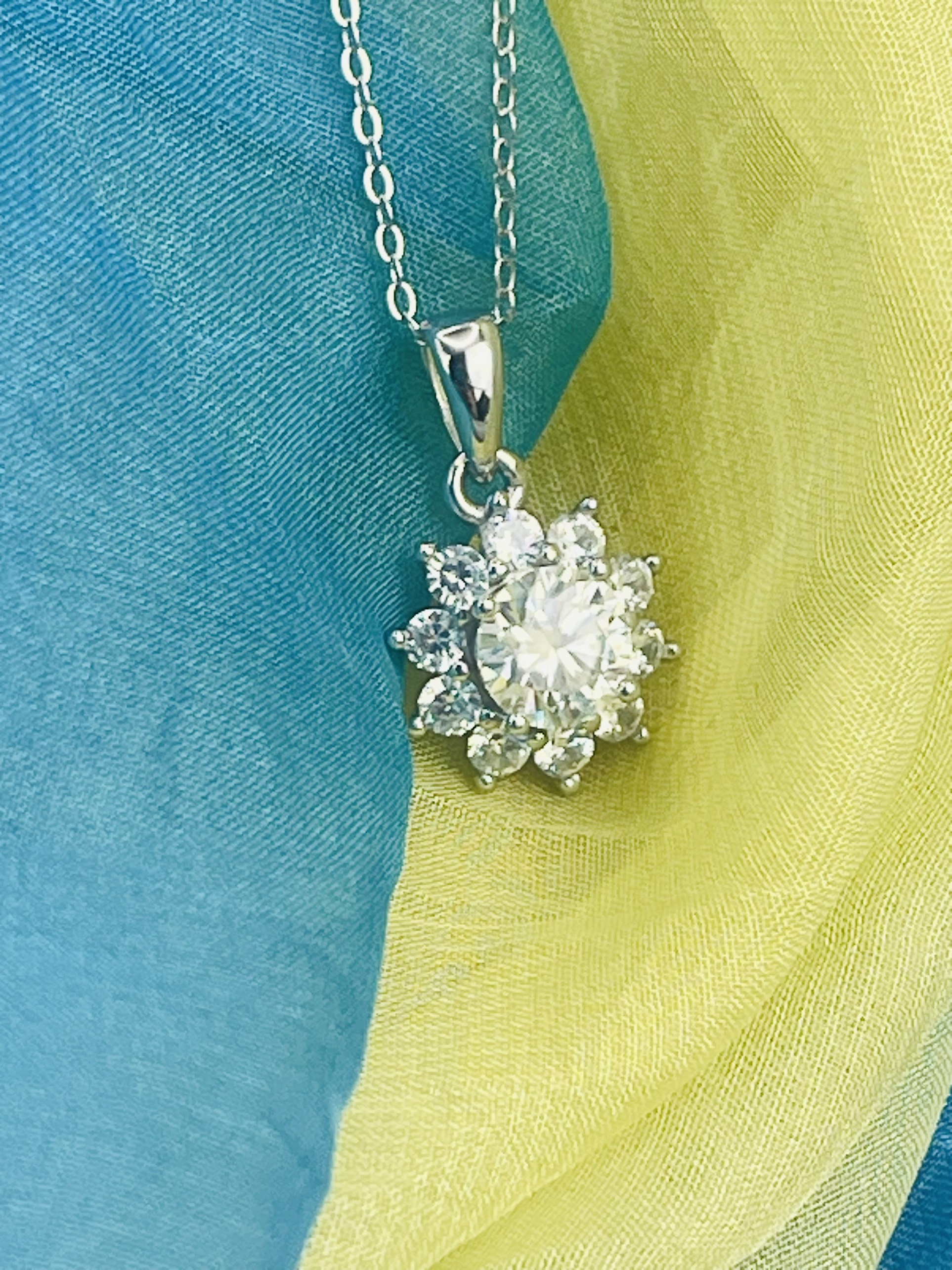 Dây chuyền Moissanite 1ct Kim Cương nhân tạo và Bạc 925 xi Bạch Kim N1177