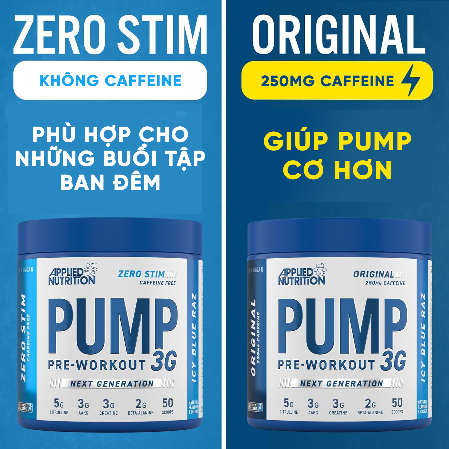 Bột Tăng Sức Mạnh PUMP 3G Pre Workout 375g (25 Lần Dùng) Applied Nutrition, Giúp Tỉnh Táo và Tập Trung | Nhập Khẩu Anh
